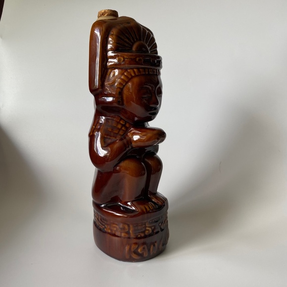 Tiki Idol KAHLUA Ceramic Bottle Decanter Vintage Brown - Picture 5 of 10